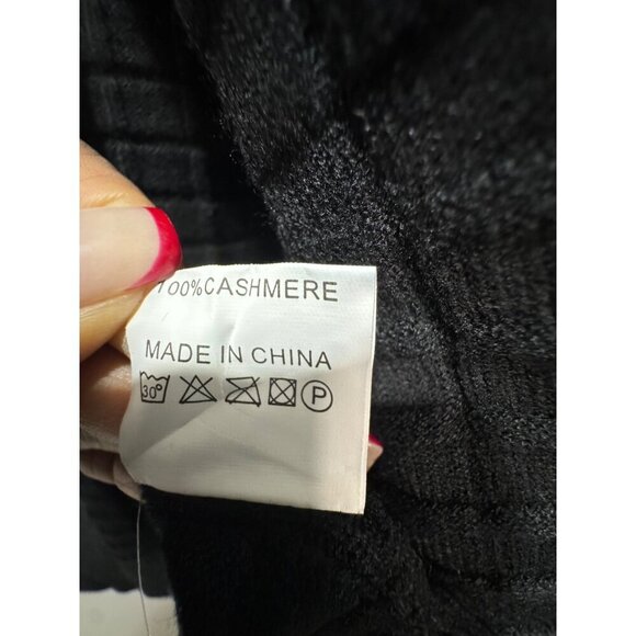 S.CHRISTINA Cashmere Black Long Hooded Cardigan Sweater Womens Size S/M Textured - Picture 4 of 4